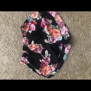 Black floral shorts